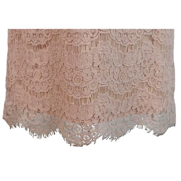 Peach Lace Dress Short Sleeve Scalloped Keyhole Cocktail Special Occasion Small - Picture 3 of 8